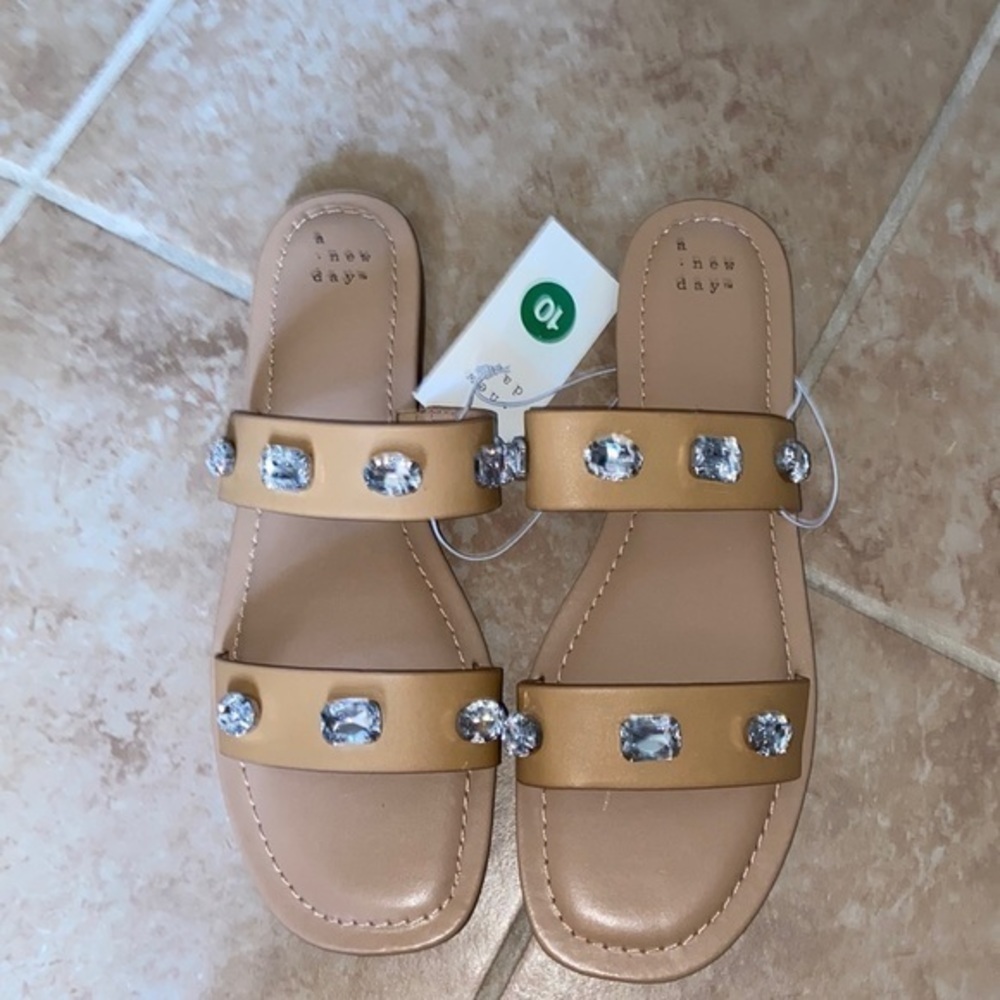 Women's Brit Two Band Embellished Sandals - A New Day size 10 - Picture 3 of 4
